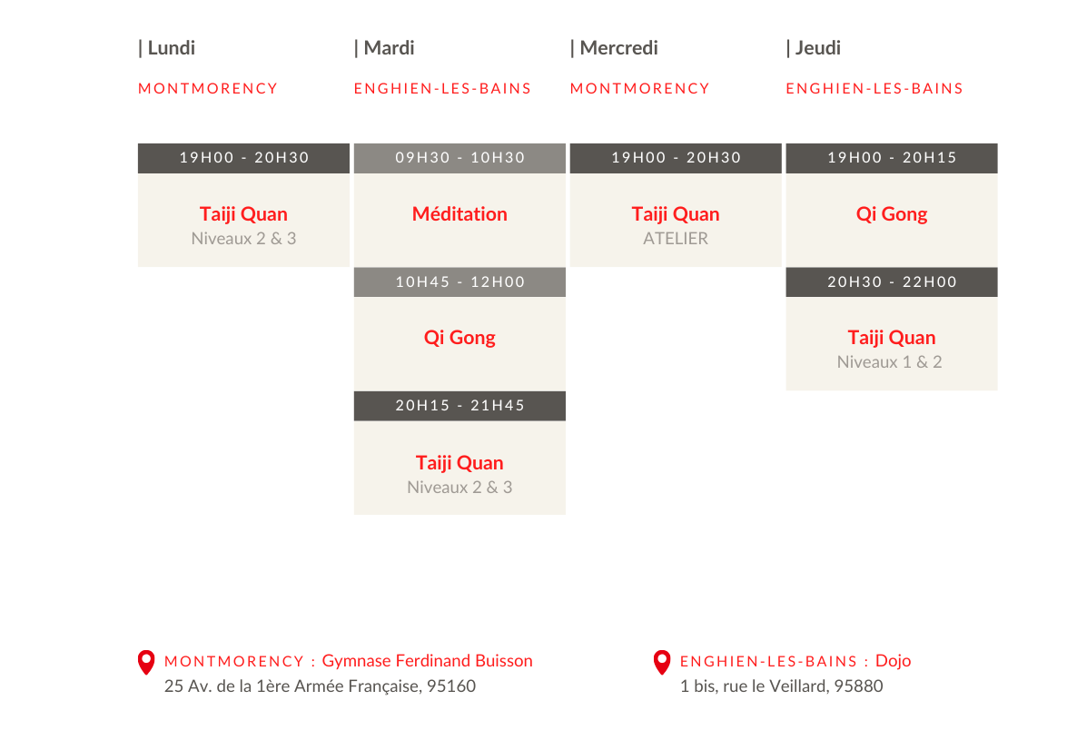planning des cours